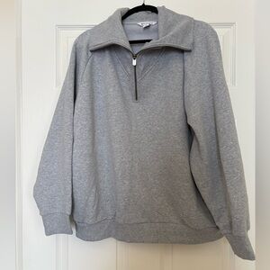 Athleta Heathered Gray Quarter Zip Forever Fleece